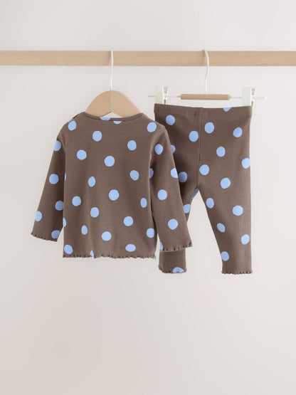Chocolate Brown Spot Printed Rib Top and Leggings Baby Set 2 Piece (0mths-2yrs) image 6