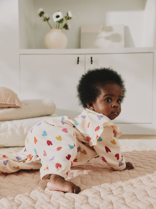 Ecru Bright Heart Sweat Baby Romper (0mths-2yrs) image 1