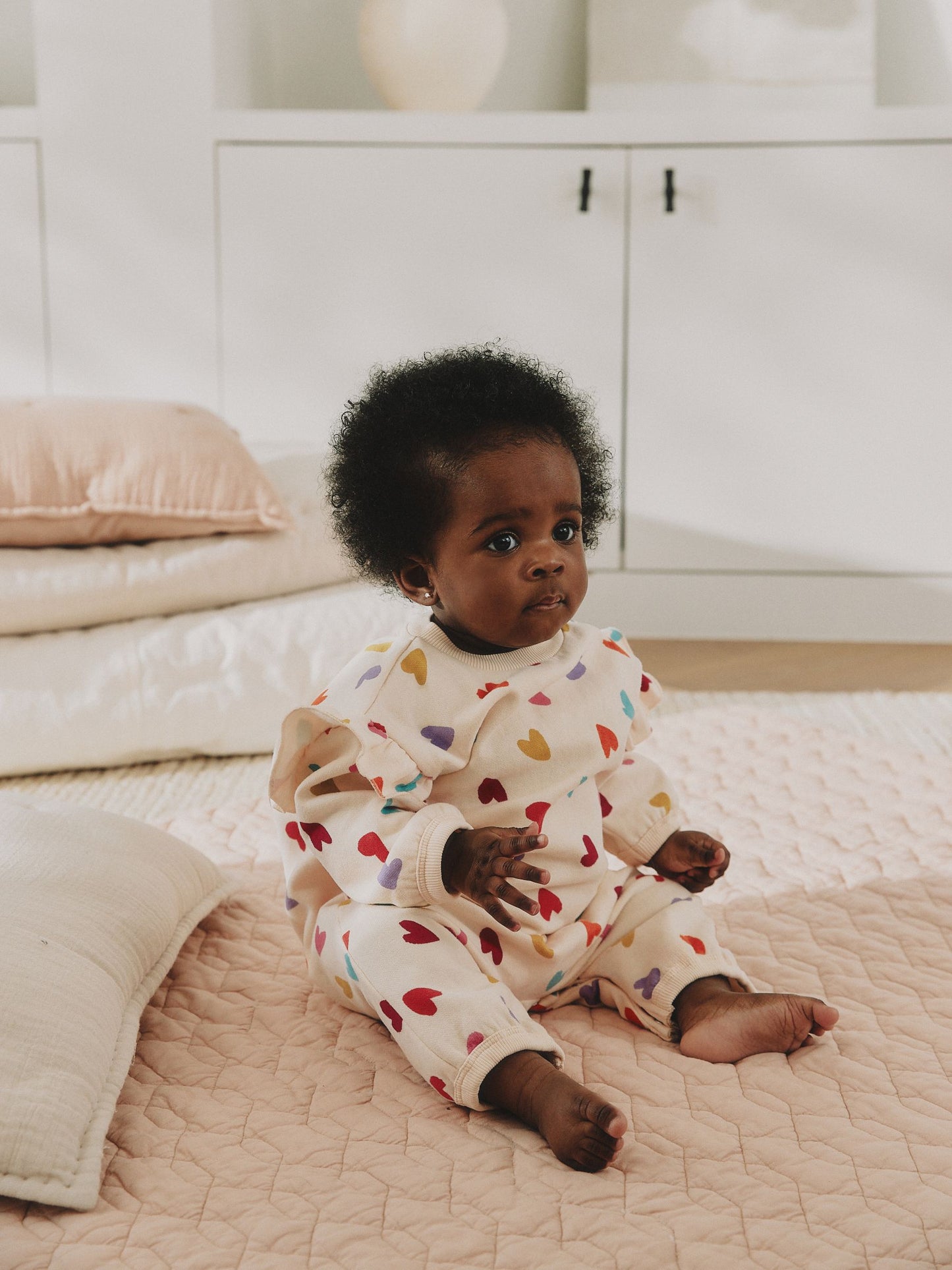 Ecru Bright Heart Sweat Baby Romper (0mths-2yrs) image 3