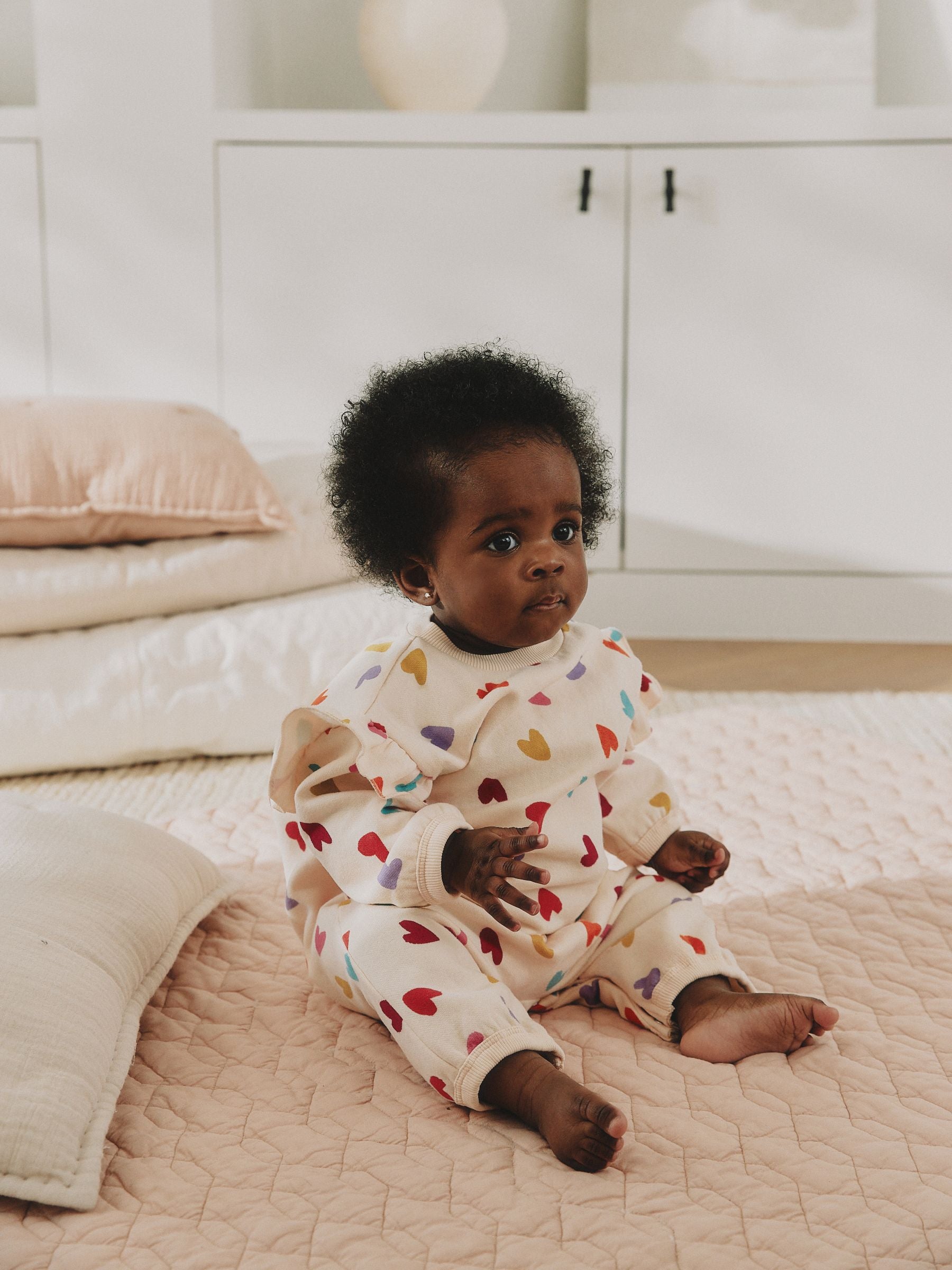 Ecru Bright Heart Sweat Baby Romper (0mths-2yrs) image 3
