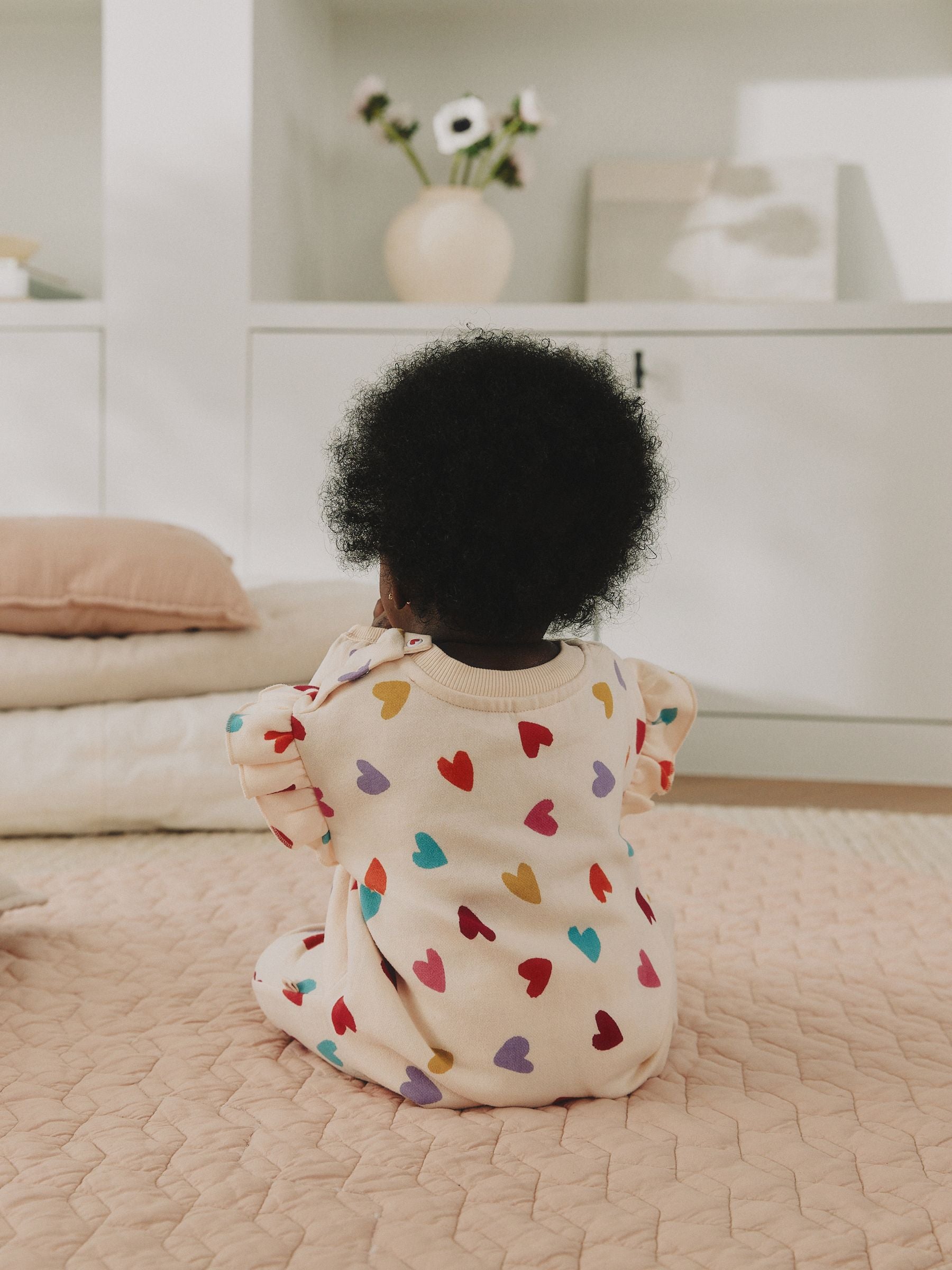 Ecru Bright Heart Sweat Baby Romper (0mths-2yrs) image 4