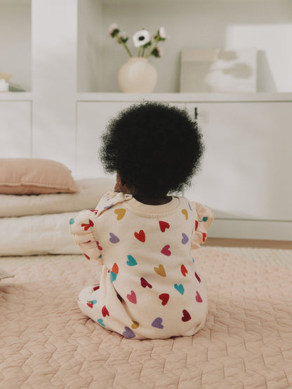 Ecru Bright Heart Sweat Baby Romper (0mths-2yrs) image 4