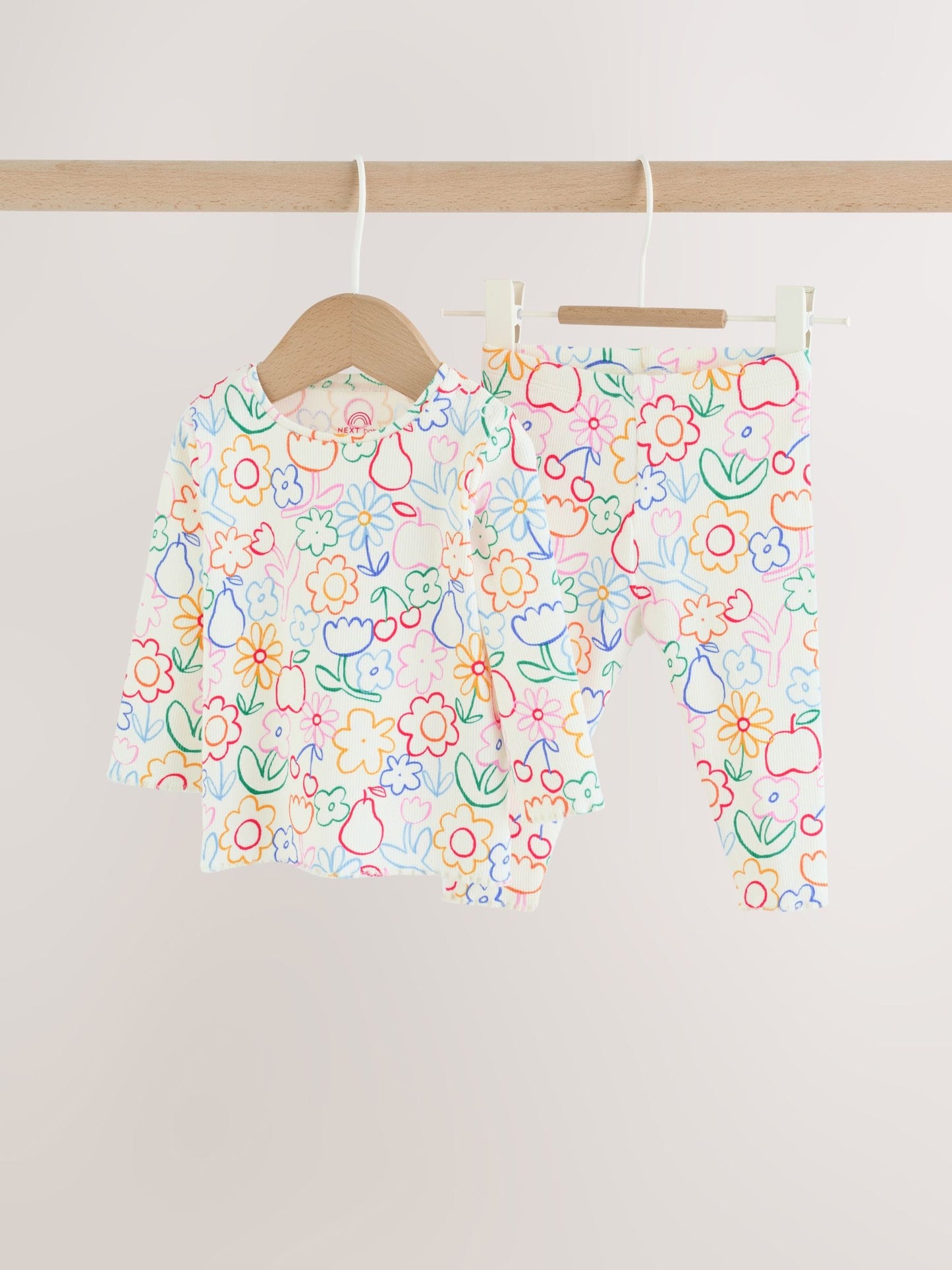 Dsiney Kidz - White Floral Printed Rib Top and Leggings Baby Set 2 Piece (0mths-2yrs) image 1