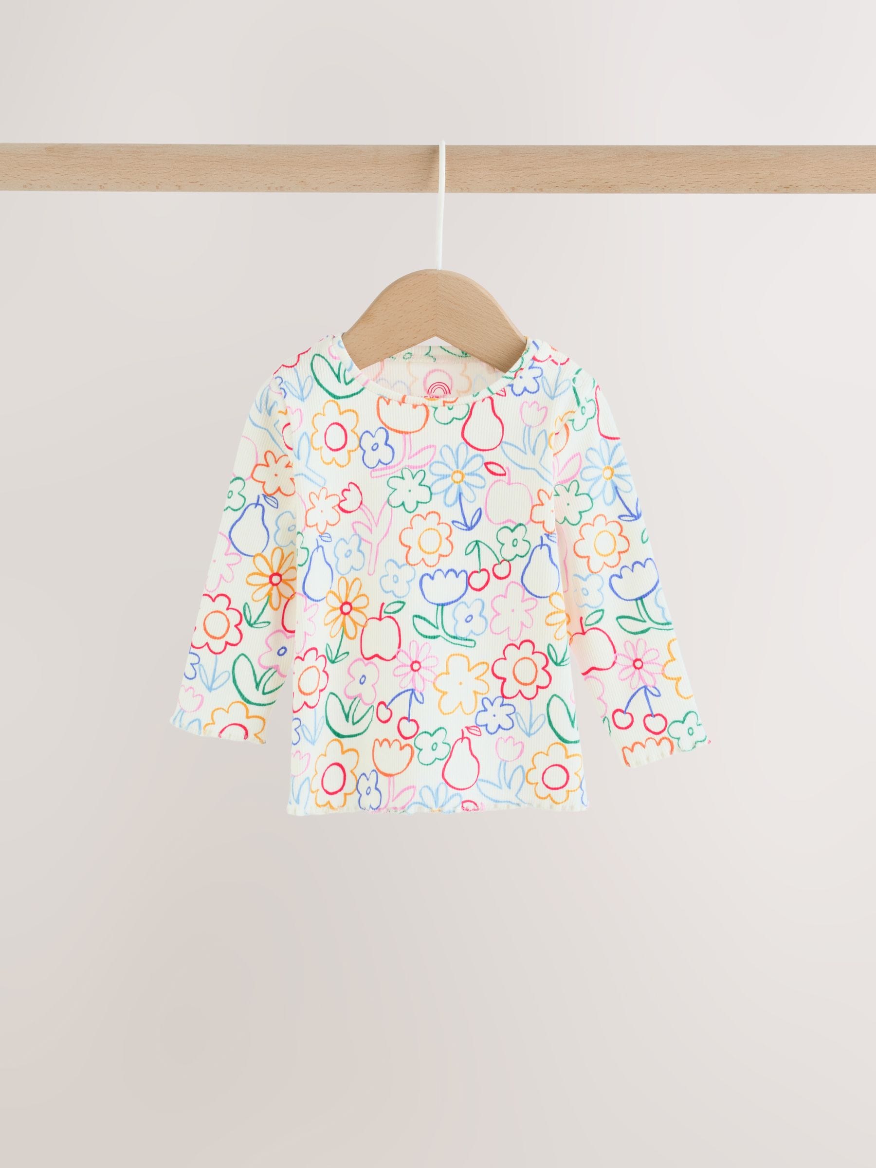 Dsiney Kidz - White Floral Printed Rib Top and Leggings Baby Set 2 Piece (0mths-2yrs) image 2