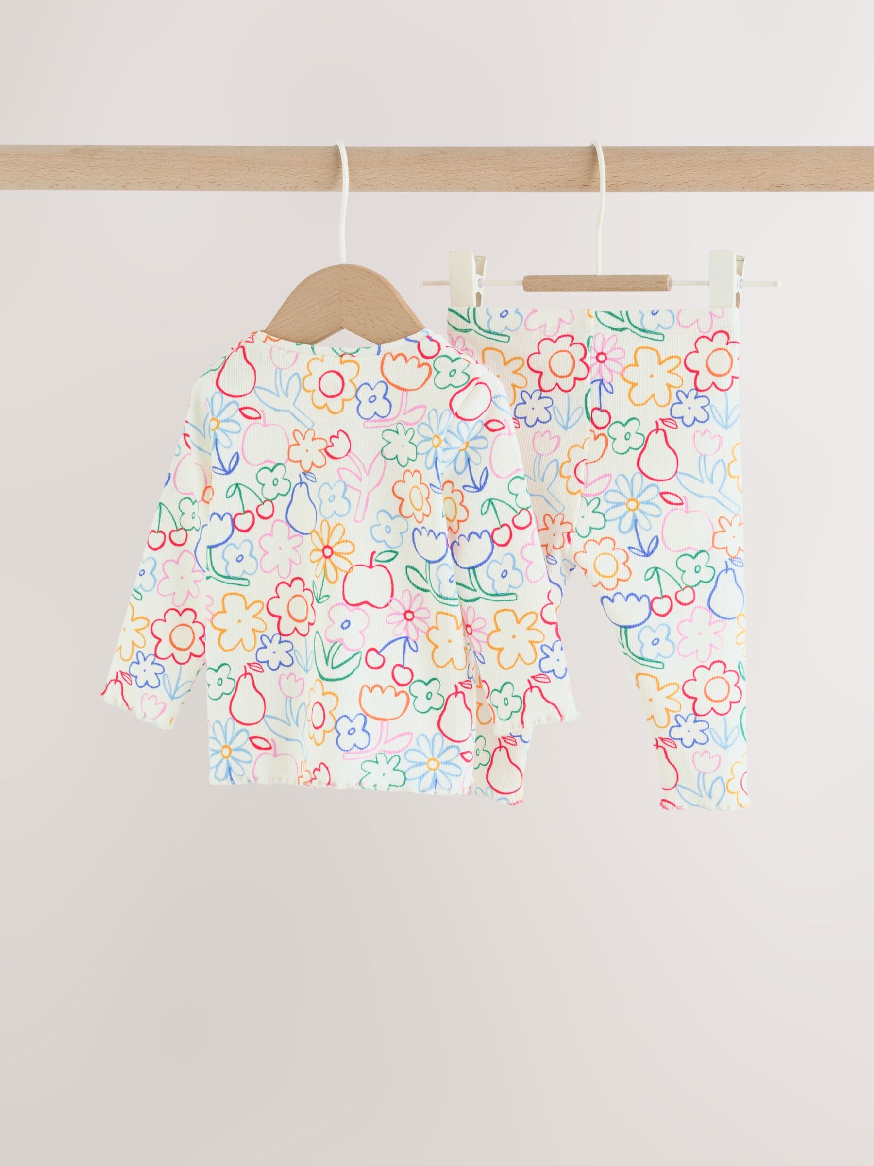 Dsiney Kidz - White Floral Printed Rib Top and Leggings Baby Set 2 Piece (0mths-2yrs) image 4