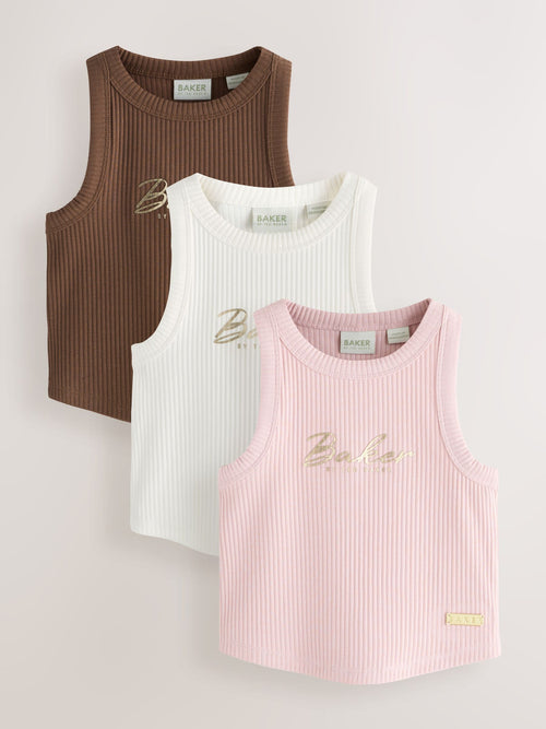 Baker by Ted Baker 3 Pack Ribbed Racer Back Vests image 1