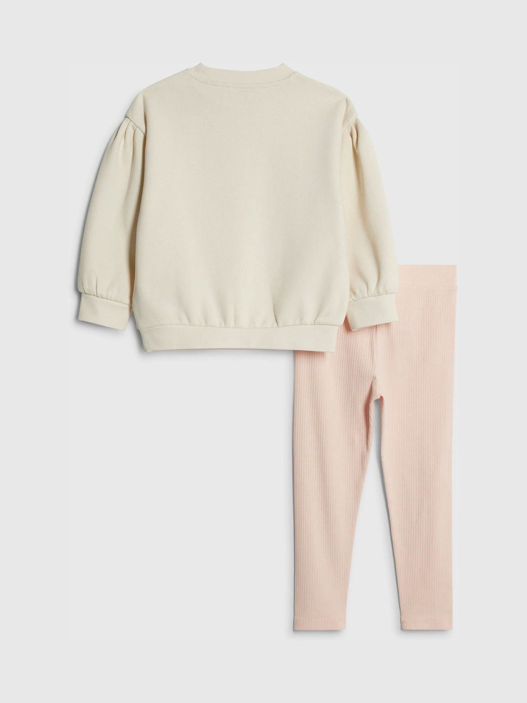 River Island Cream Bow Sweatshirt & Leggings Set image 2