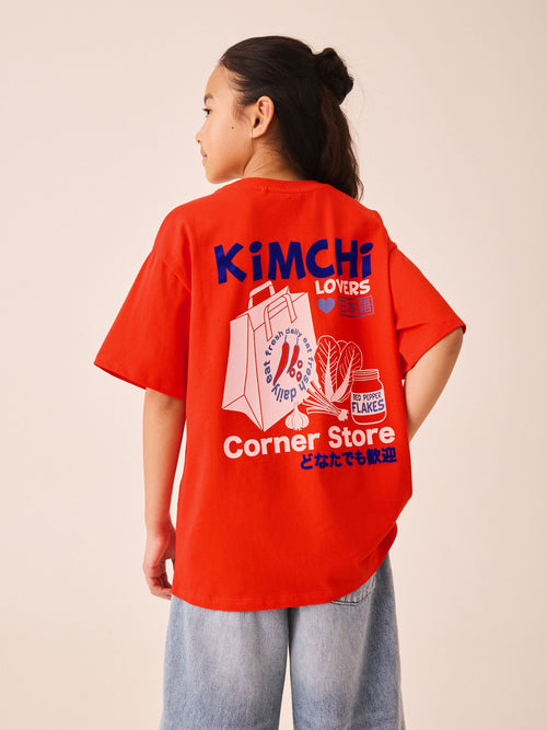 Dsiney Kidz - Red Kimchi Oversized Graphic T-Shirt (3-16yrs) image 1