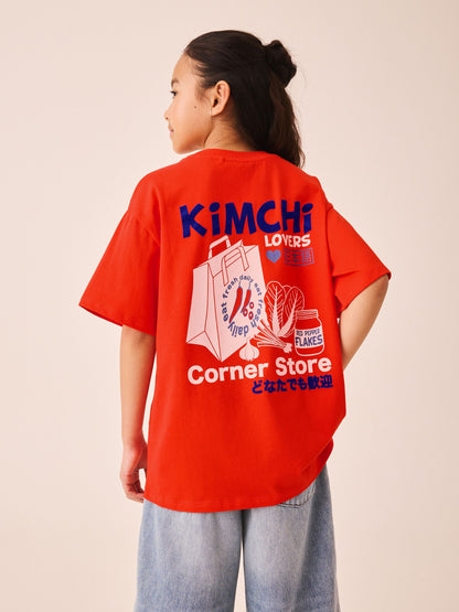 Dsiney Kidz - Red Kimchi Oversized Graphic T-Shirt (3-16yrs) image 1