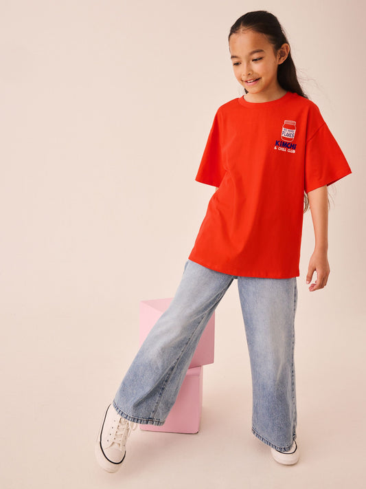 Dsiney Kidz - Red Kimchi Oversized Graphic T-Shirt (3-16yrs) image 2