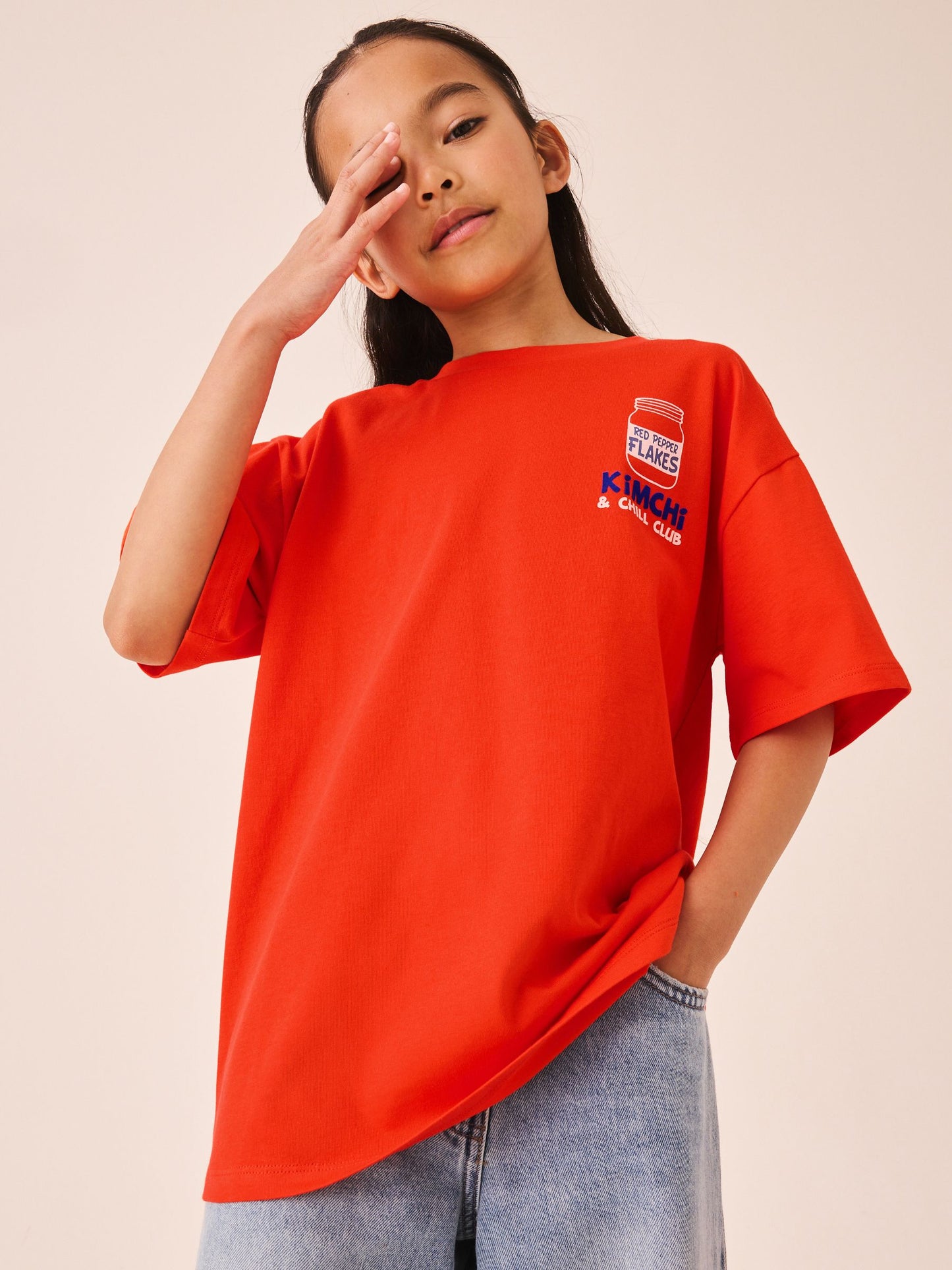Dsiney Kidz - Red Kimchi Oversized Graphic T-Shirt (3-16yrs) image 3