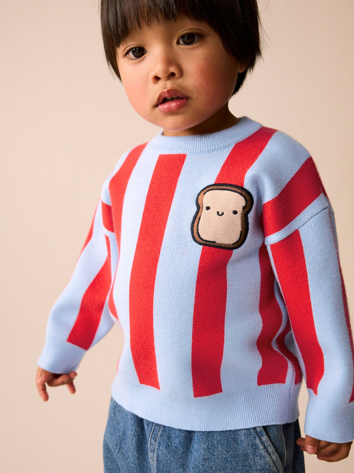Red/Blue Toast Knitted Crew Neck Jumper (3mths-7yrs) - image 1