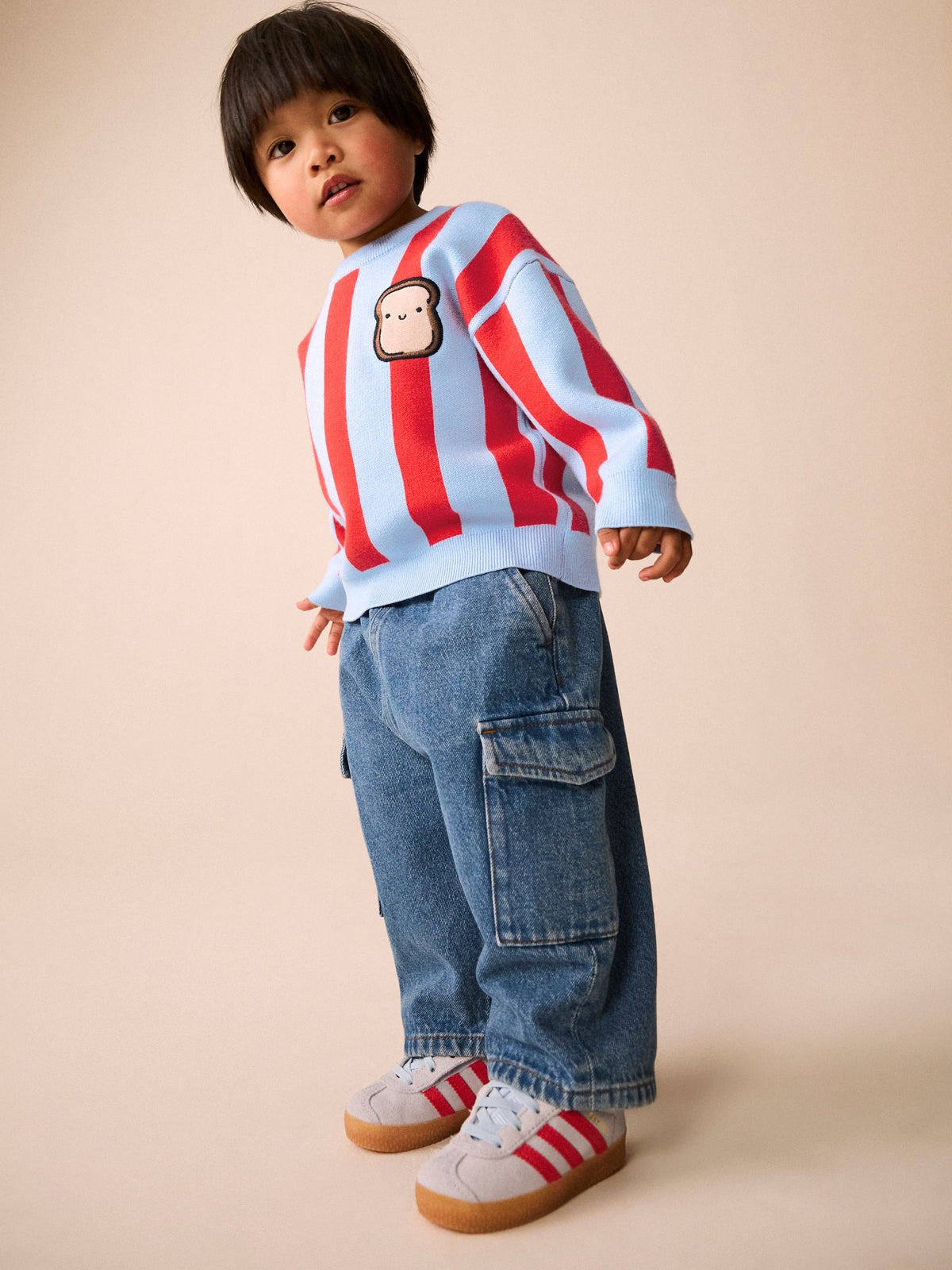 Red/Blue Toast Knitted Crew Neck Jumper (3mths-7yrs) - image 2