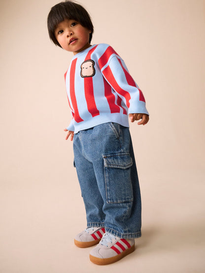 Red/Blue Toast Knitted Crew Neck Jumper (3mths-7yrs) - image 2
