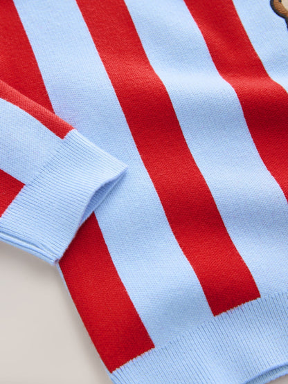 Red/Blue Toast Knitted Crew Neck Jumper (3mths-7yrs) - image 6