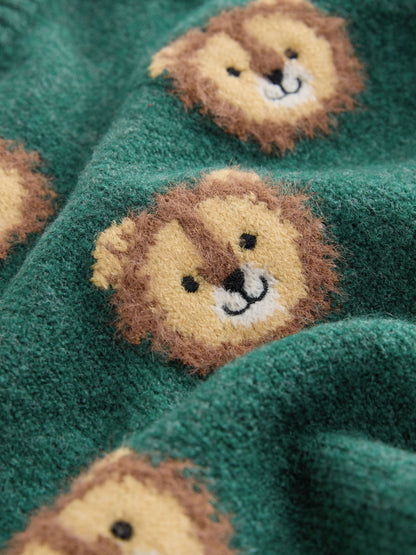 Dsiney Kidz - Green Lion All Over Character Knitted Crew Neck Jumper (3mths-7yrs) image 3