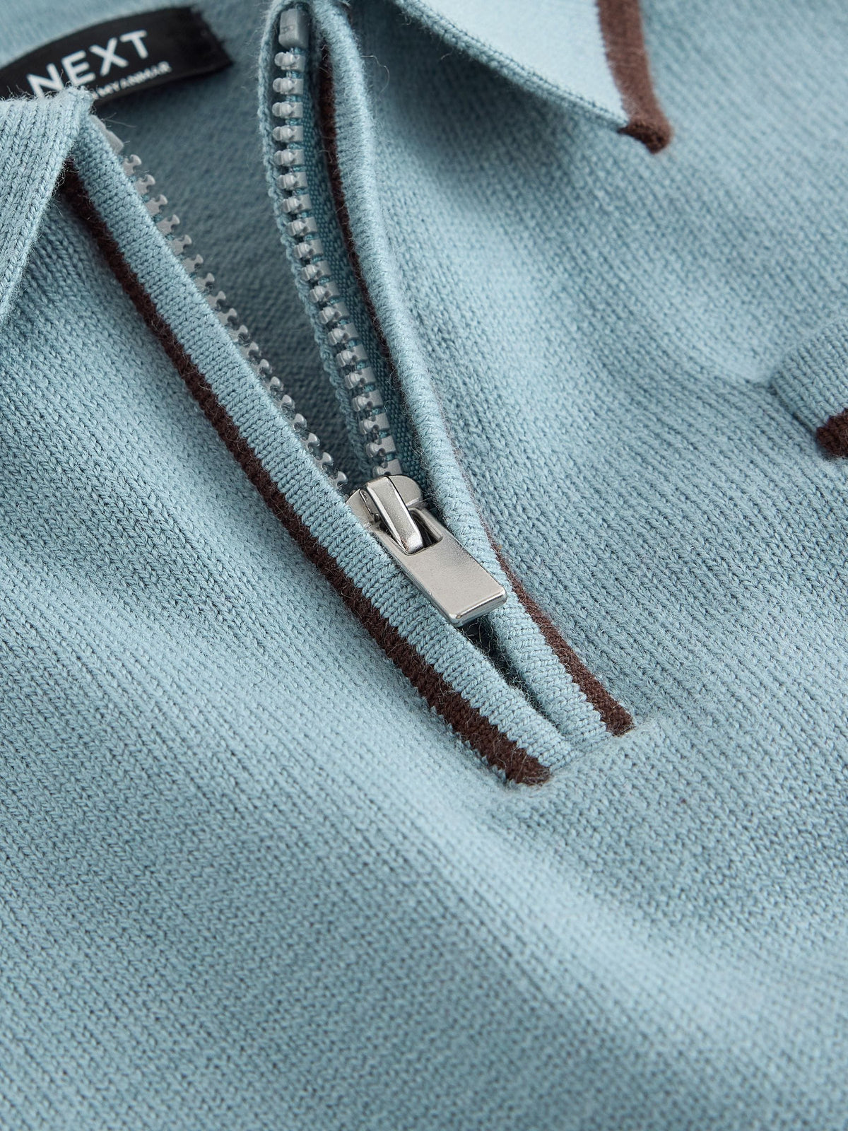 Dsiney Kidz - Blue Tipped Knitted Zip Neck Polo Shirt (3mths-7yrs) image 6