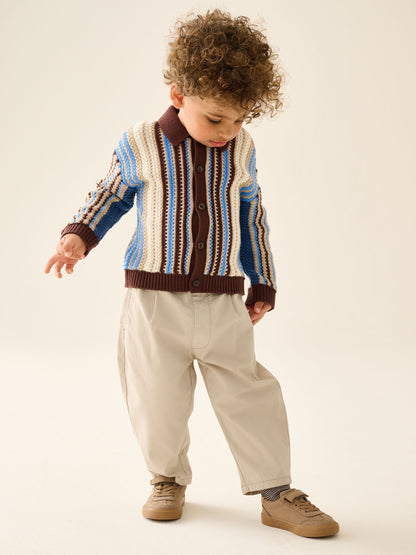 Dsiney Kidz - Blue/Brown Button Through Knitted Polo Shirt (3mths-7yrs) image 2