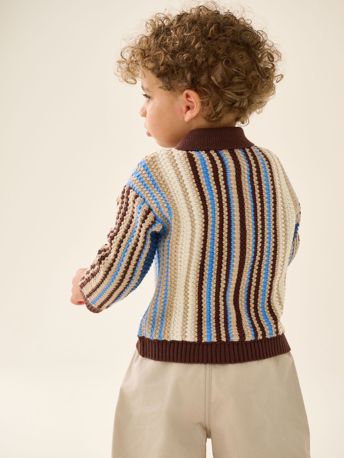 Dsiney Kidz - Blue/Brown Button Through Knitted Polo Shirt (3mths-7yrs) image 3