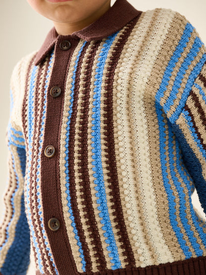 Dsiney Kidz - Blue/Brown Button Through Knitted Polo Shirt (3mths-7yrs) image 4