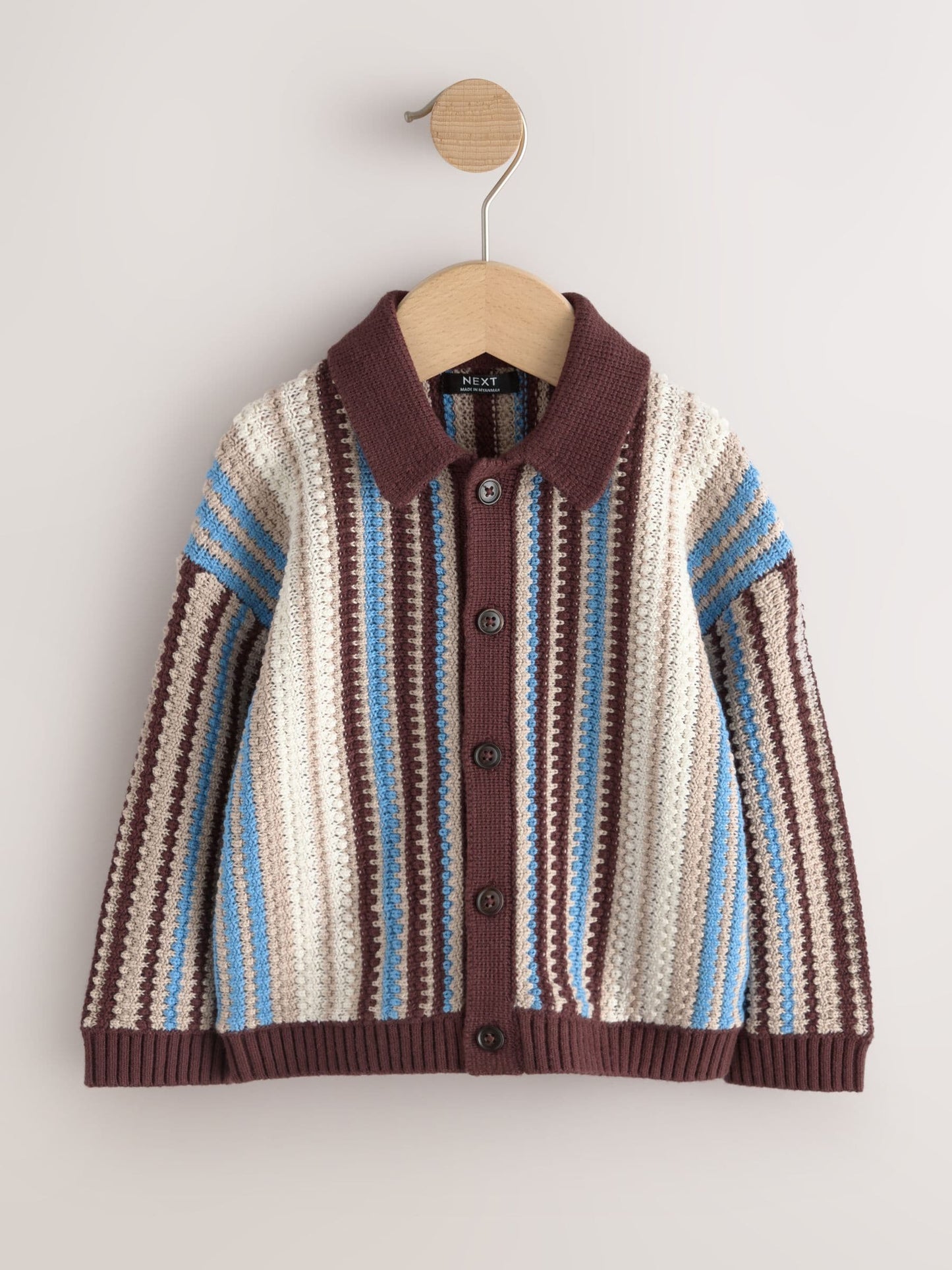 Dsiney Kidz - Blue/Brown Button Through Knitted Polo Shirt (3mths-7yrs) image 5