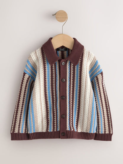 Dsiney Kidz - Blue/Brown Button Through Knitted Polo Shirt (3mths-7yrs) image 5