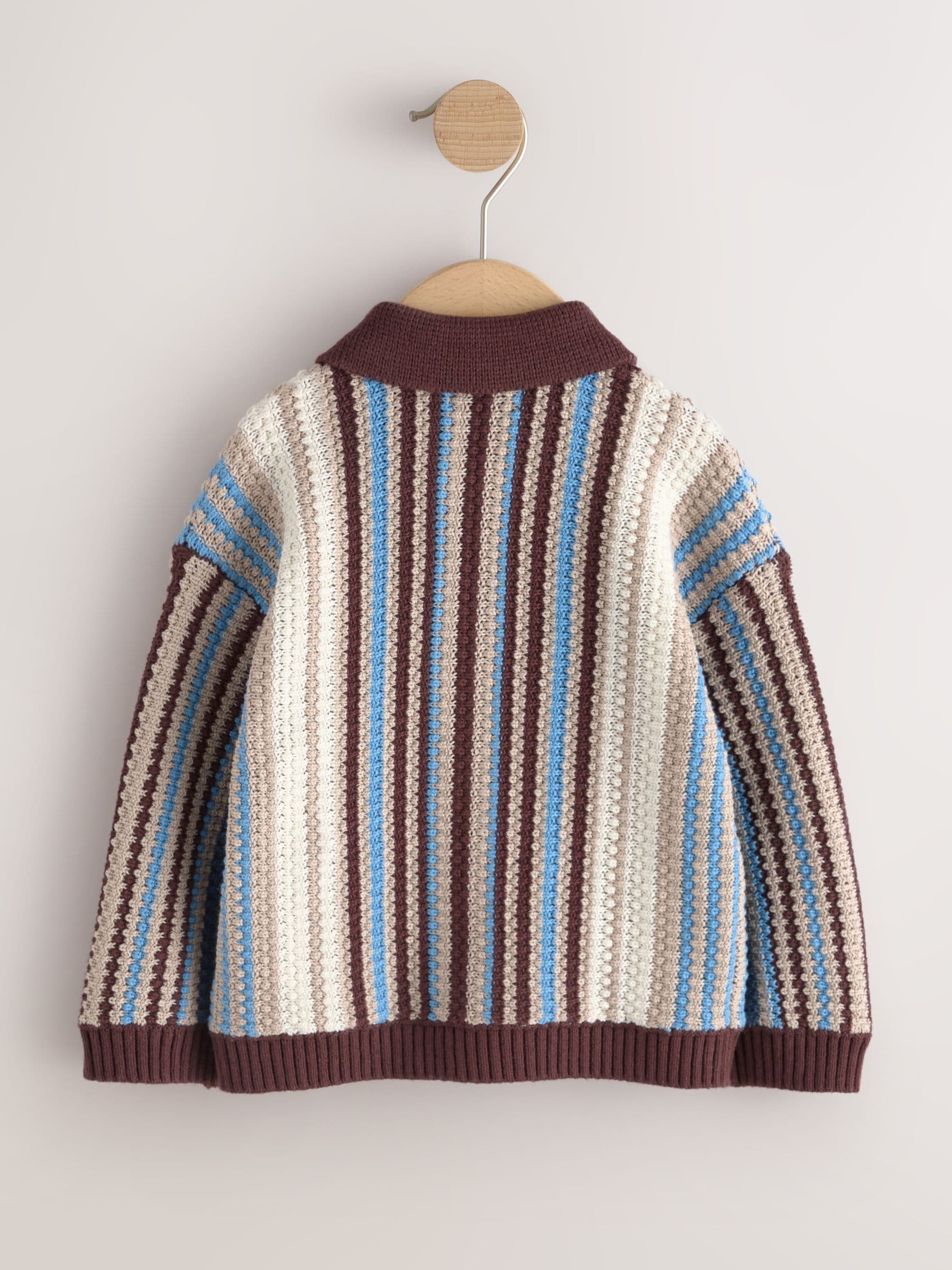 Dsiney Kidz - Blue/Brown Button Through Knitted Polo Shirt (3mths-7yrs) image 6