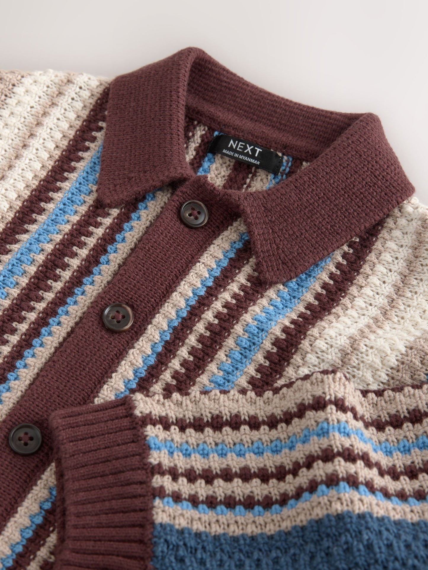 Dsiney Kidz - Blue/Brown Button Through Knitted Polo Shirt (3mths-7yrs) image 8