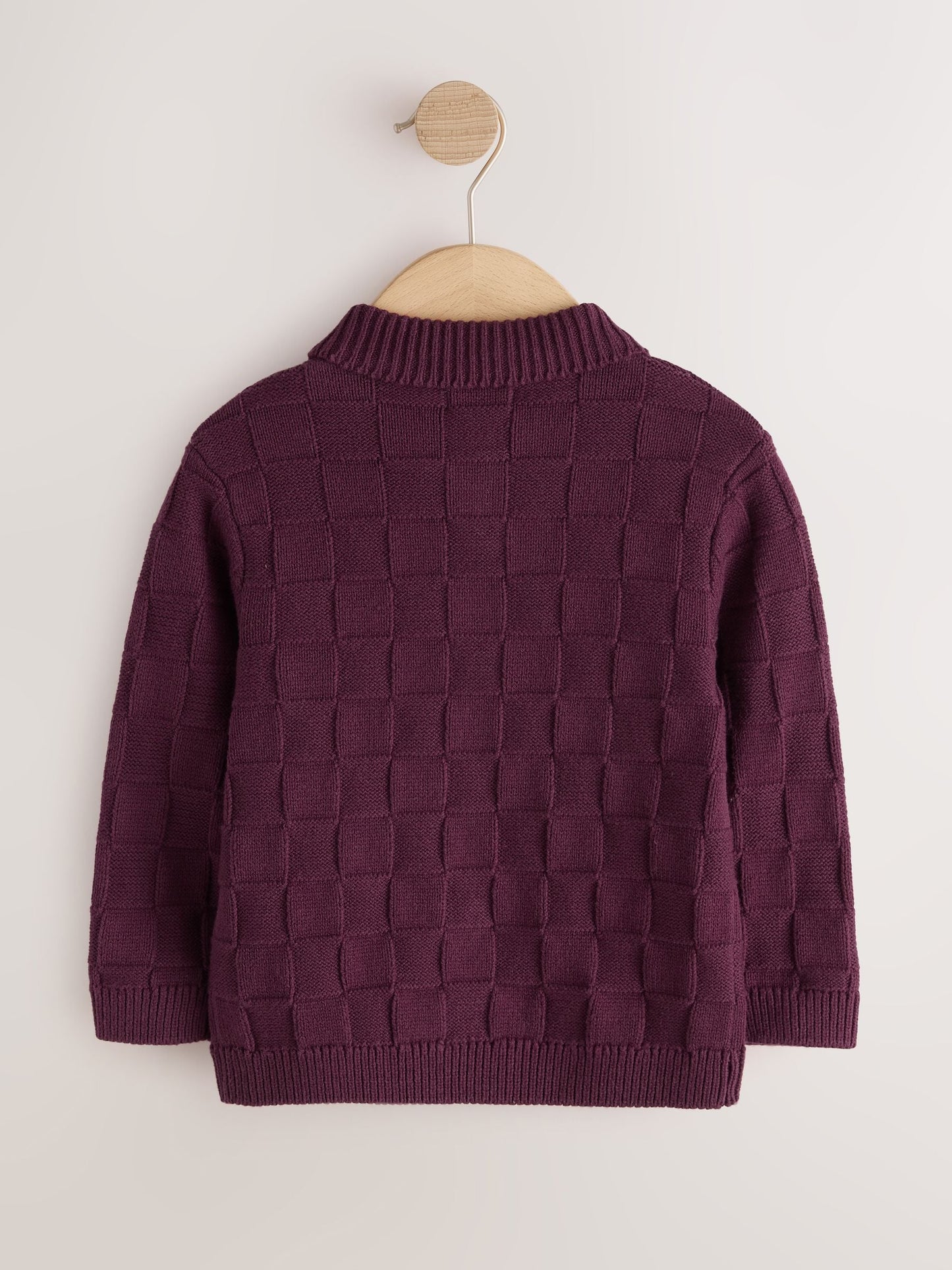 Dsiney Kidz - Plum Purple Textured Knitted Zip Neck Polo Shirt (3mths-7yrs) image 2