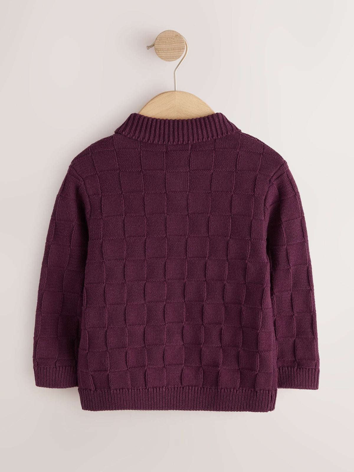 Dsiney Kidz - Plum Purple Textured Knitted Zip Neck Polo Shirt (3mths-7yrs) image 2