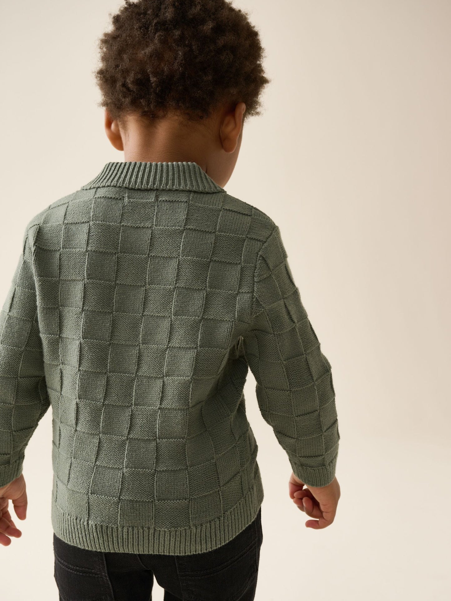 Dsiney Kidz - Green Textured Knitted Zip Neck Polo Shirt (3mths-7yrs) image 3