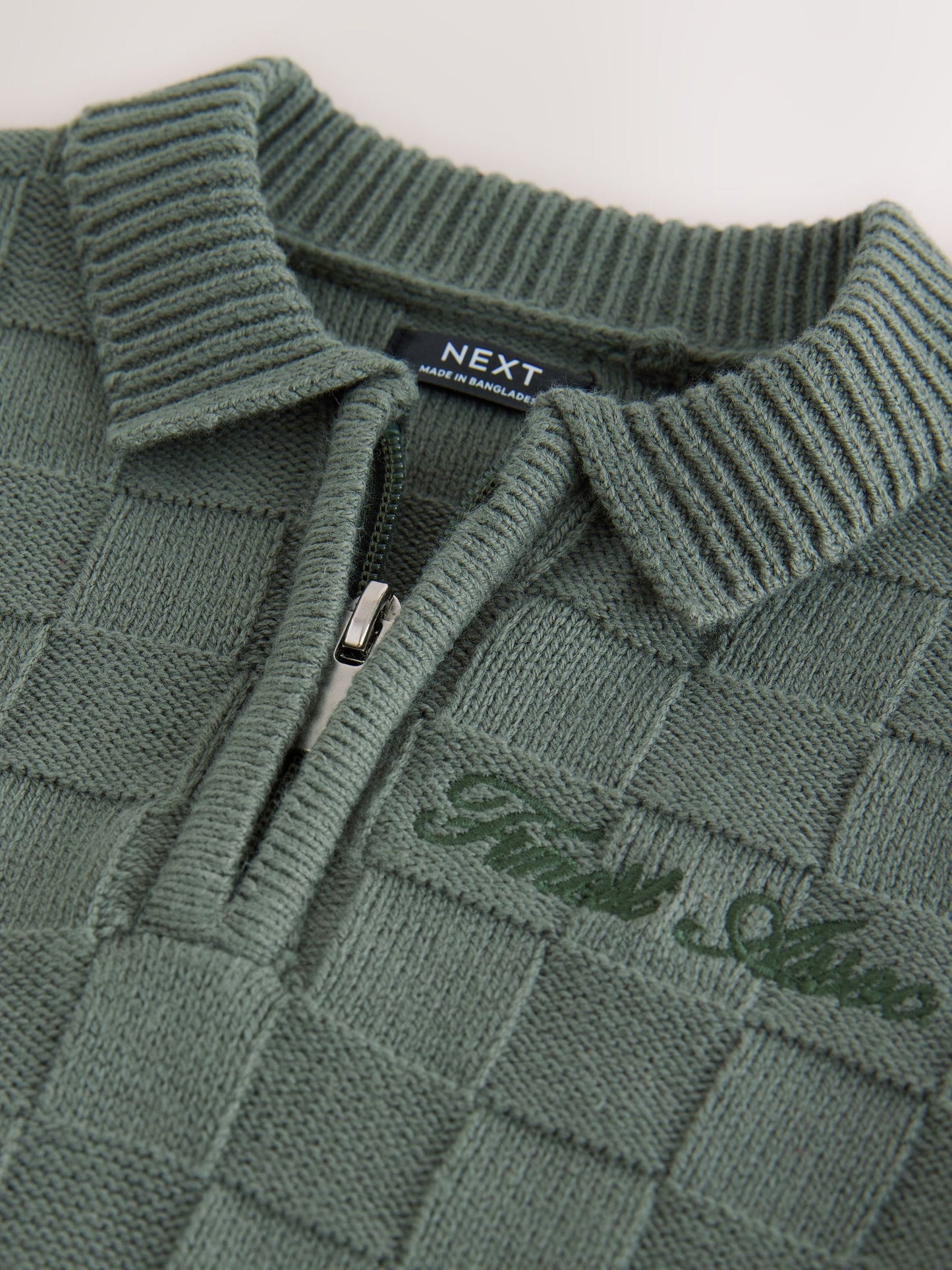 Dsiney Kidz - Green Textured Knitted Zip Neck Polo Shirt (3mths-7yrs) image 8