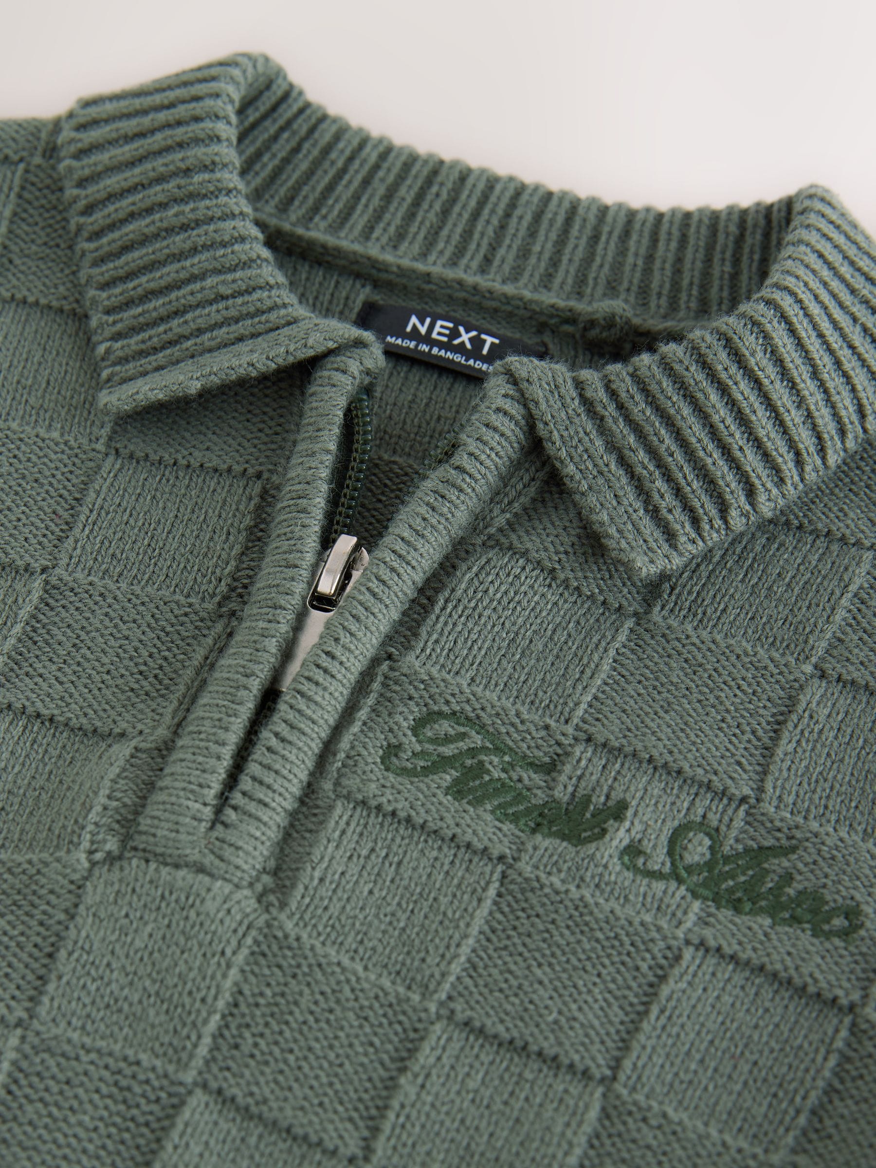 Dsiney Kidz - Green Textured Knitted Zip Neck Polo Shirt (3mths-7yrs) image 8