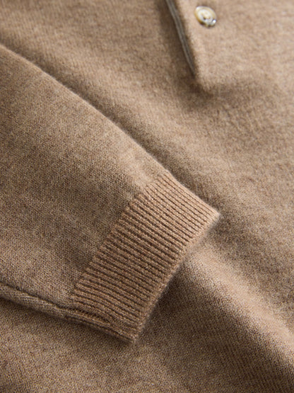 Dsiney Kidz - Tan Brown Contrast Collar Button Neck Knitted Polo Shirt (3mths-7yrs) image 8