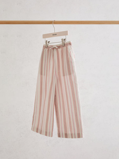Reiss Pink Cleo 9-13 yrs Cotton-Linen Drawstring Trousers image 1