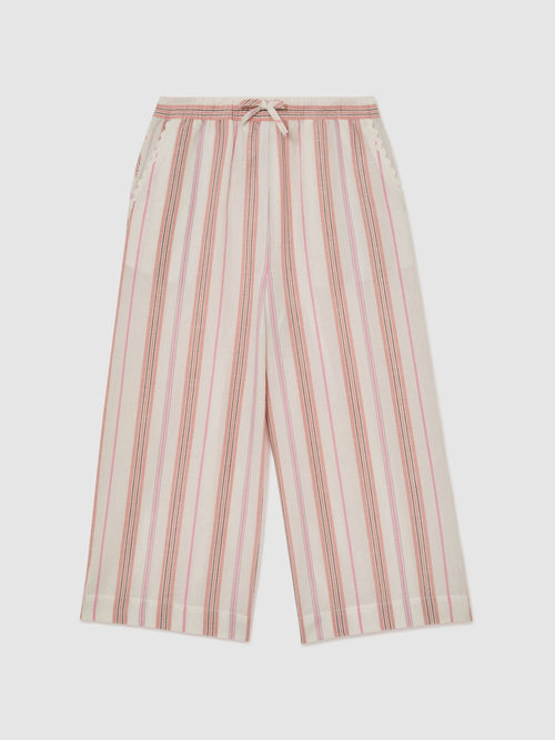 Reiss Pink Cleo 3-9 yrs Cotton-Linen Drawstring Trousers image 1