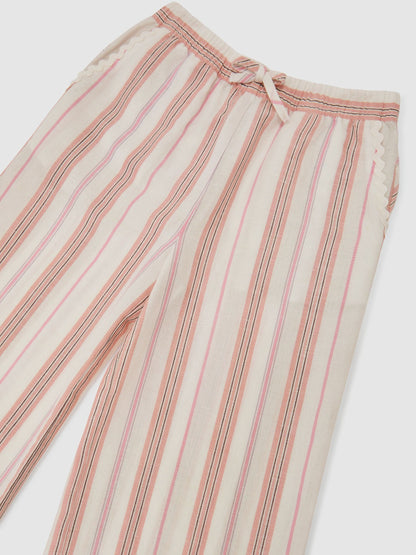 Reiss Pink Cleo 3-9 yrs Cotton-Linen Drawstring Trousers image 3