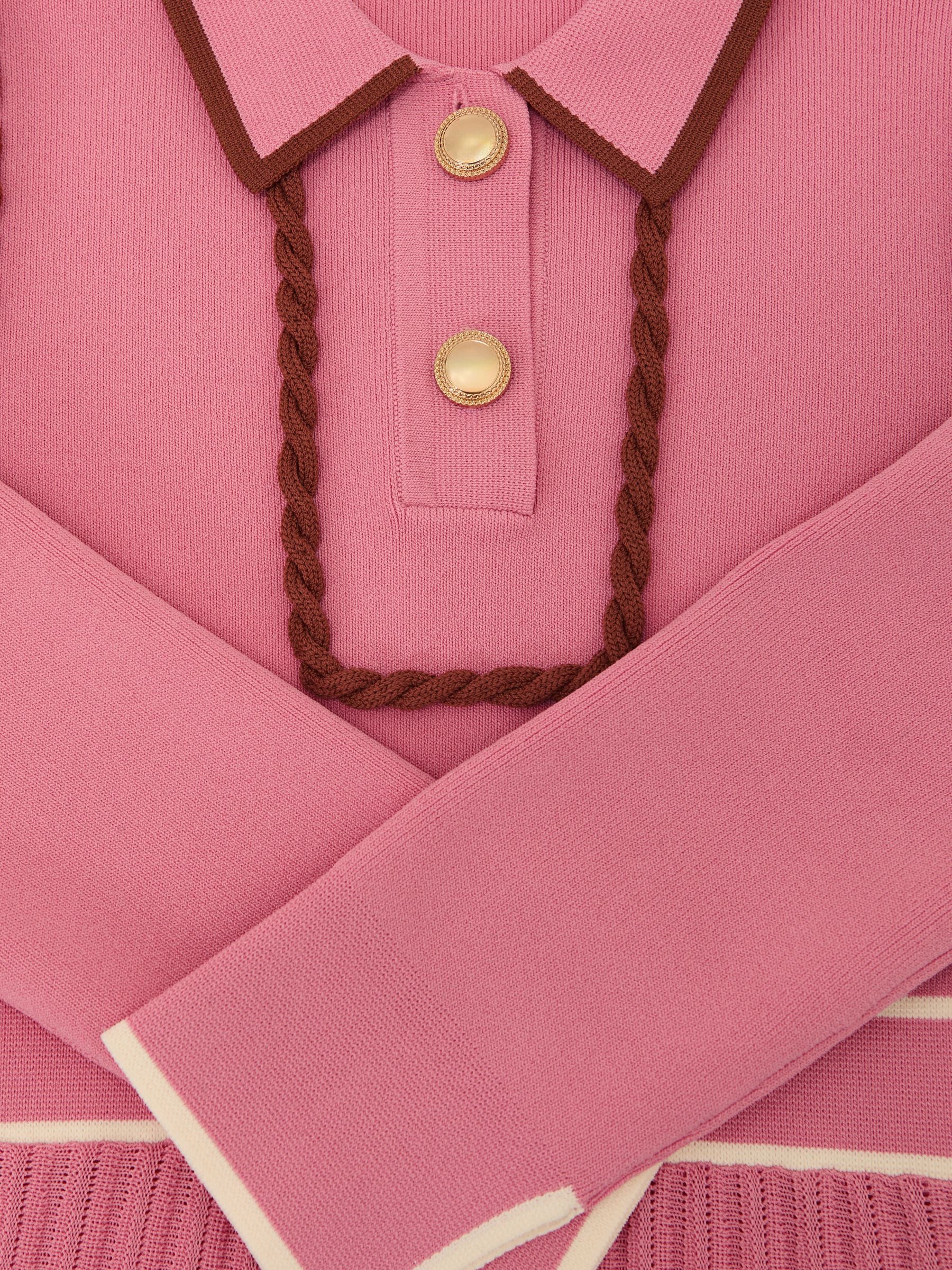 Reiss Pink Freya 3-9 yrs Piped Knitted Skater Dress image 4