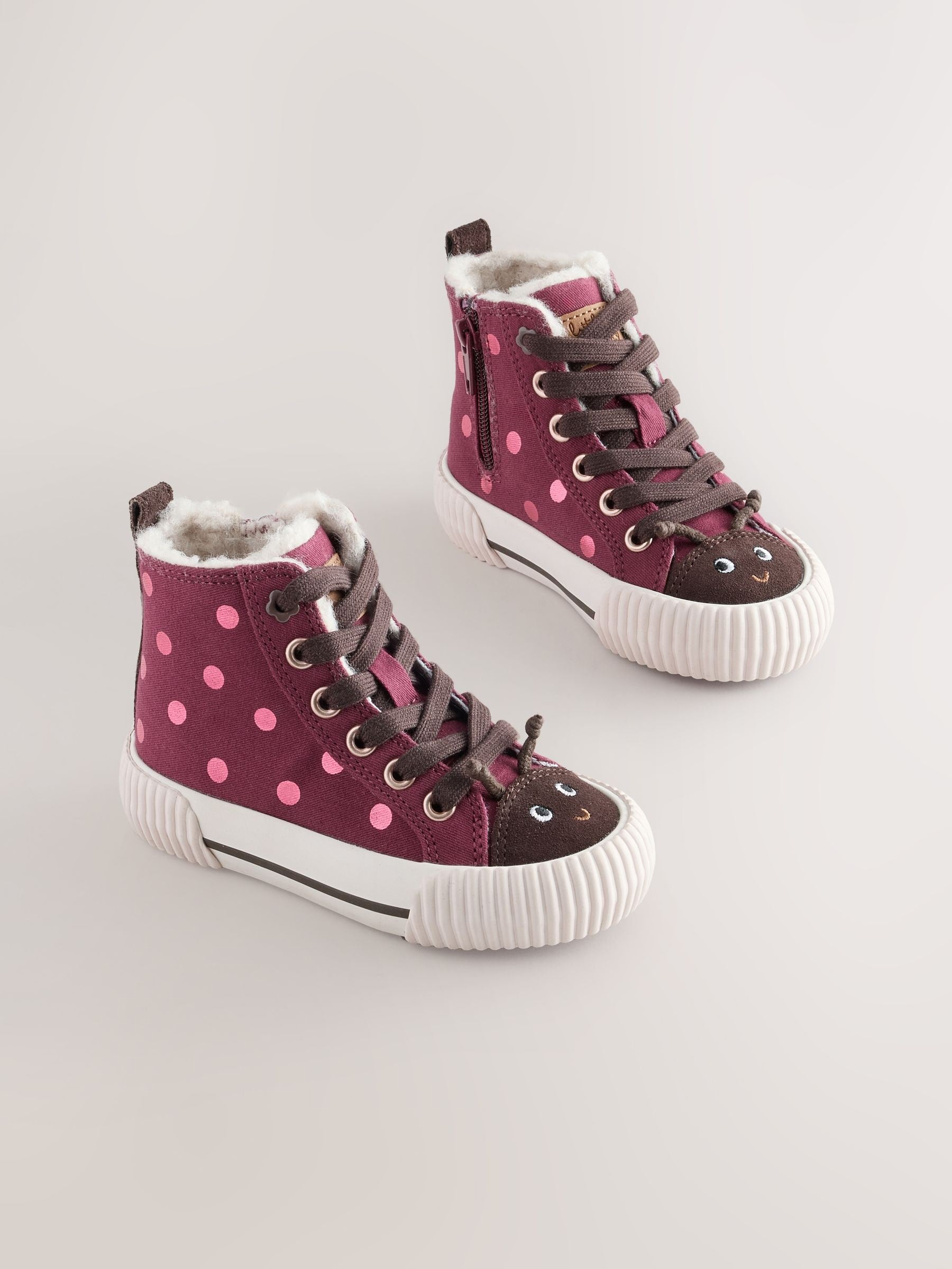 Burgundy Red Ladybird Standard Fit (F) High Top Trainers image 1