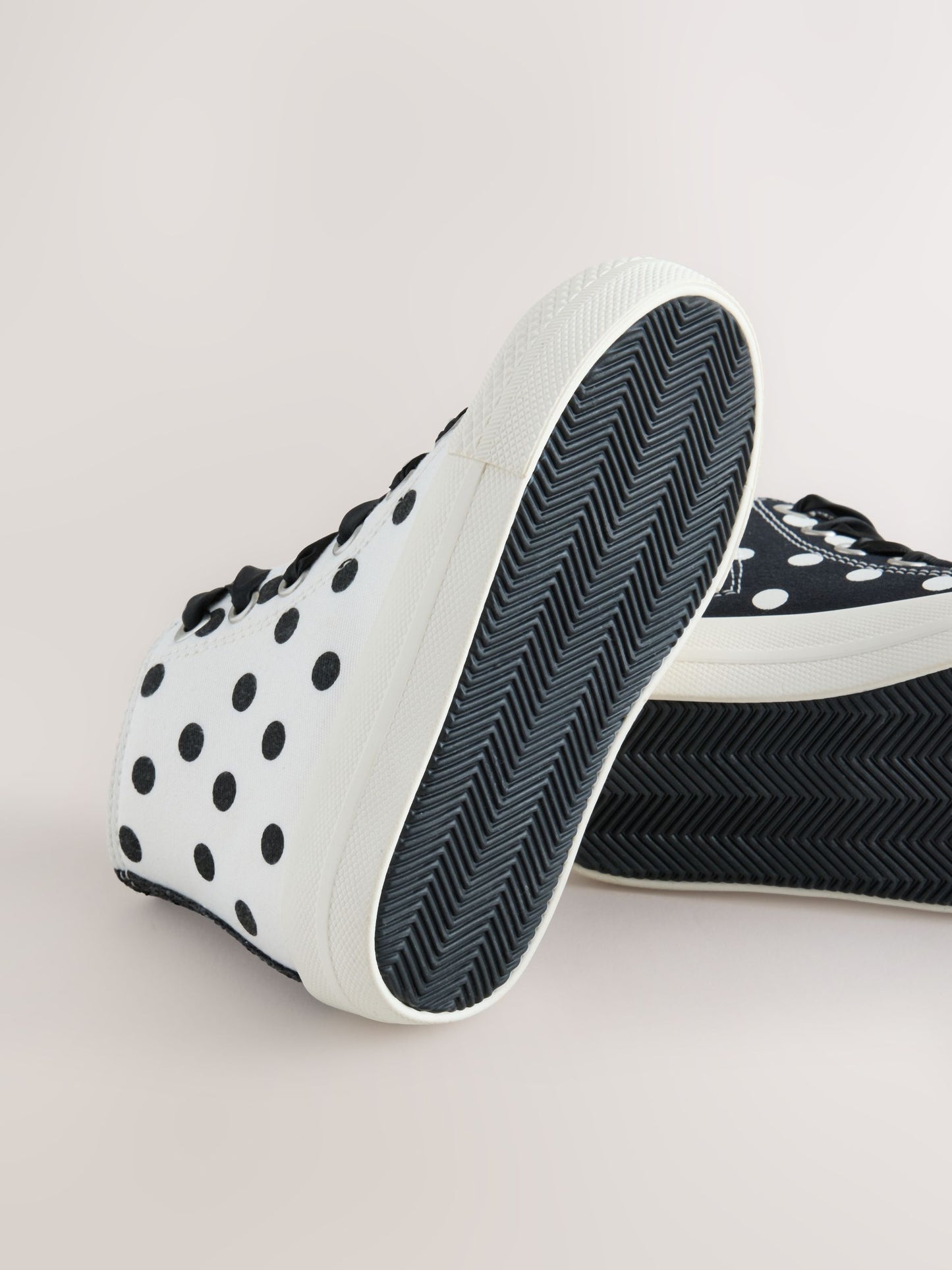 White/Black Polka Dot Standard Fit (F) High Top Trainers image 7
