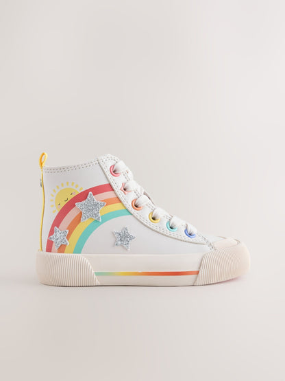 White Rainbow Standard Fit (F) High Top Trainers image 1
