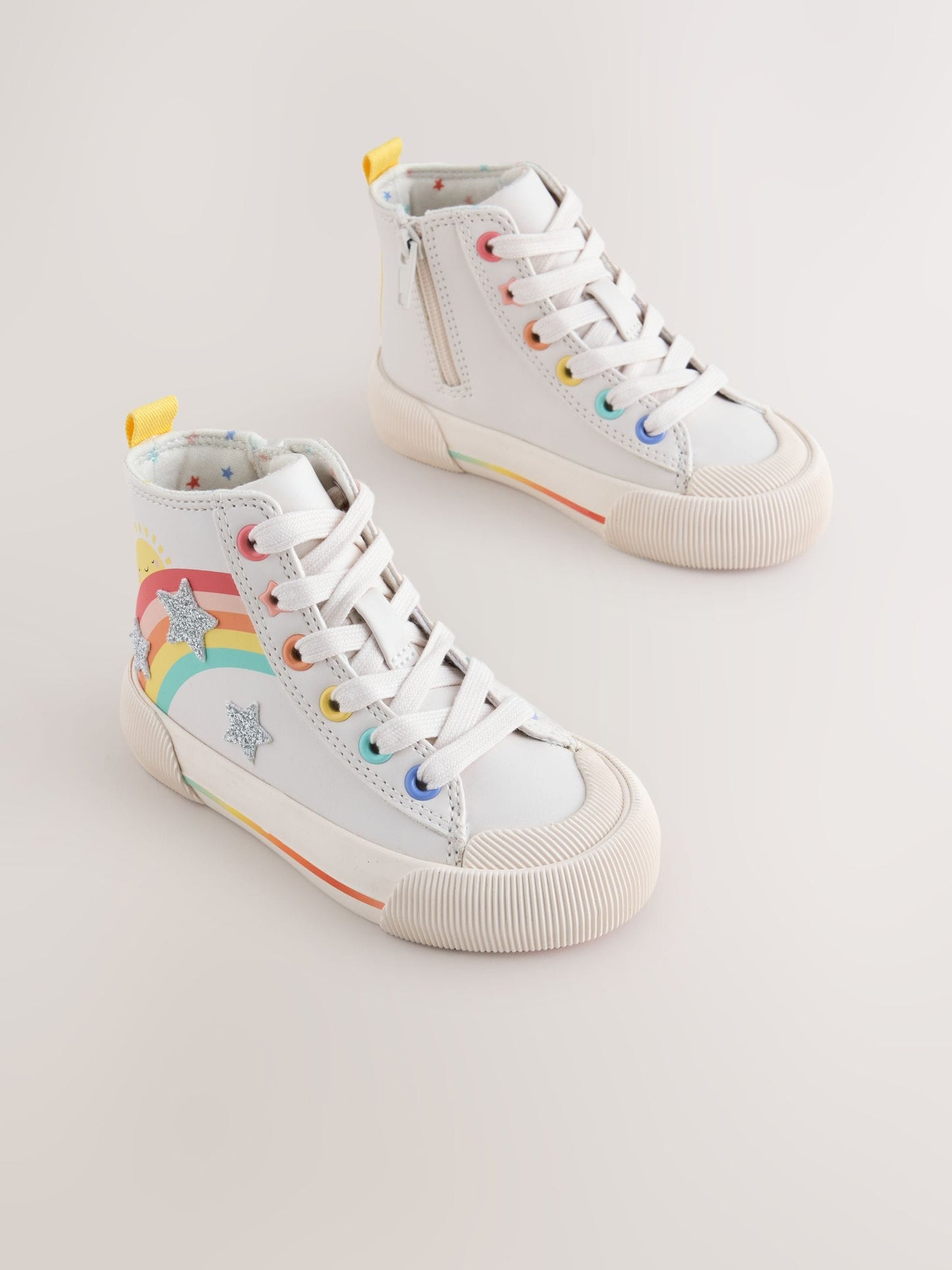 White Rainbow Standard Fit (F) High Top Trainers image 2