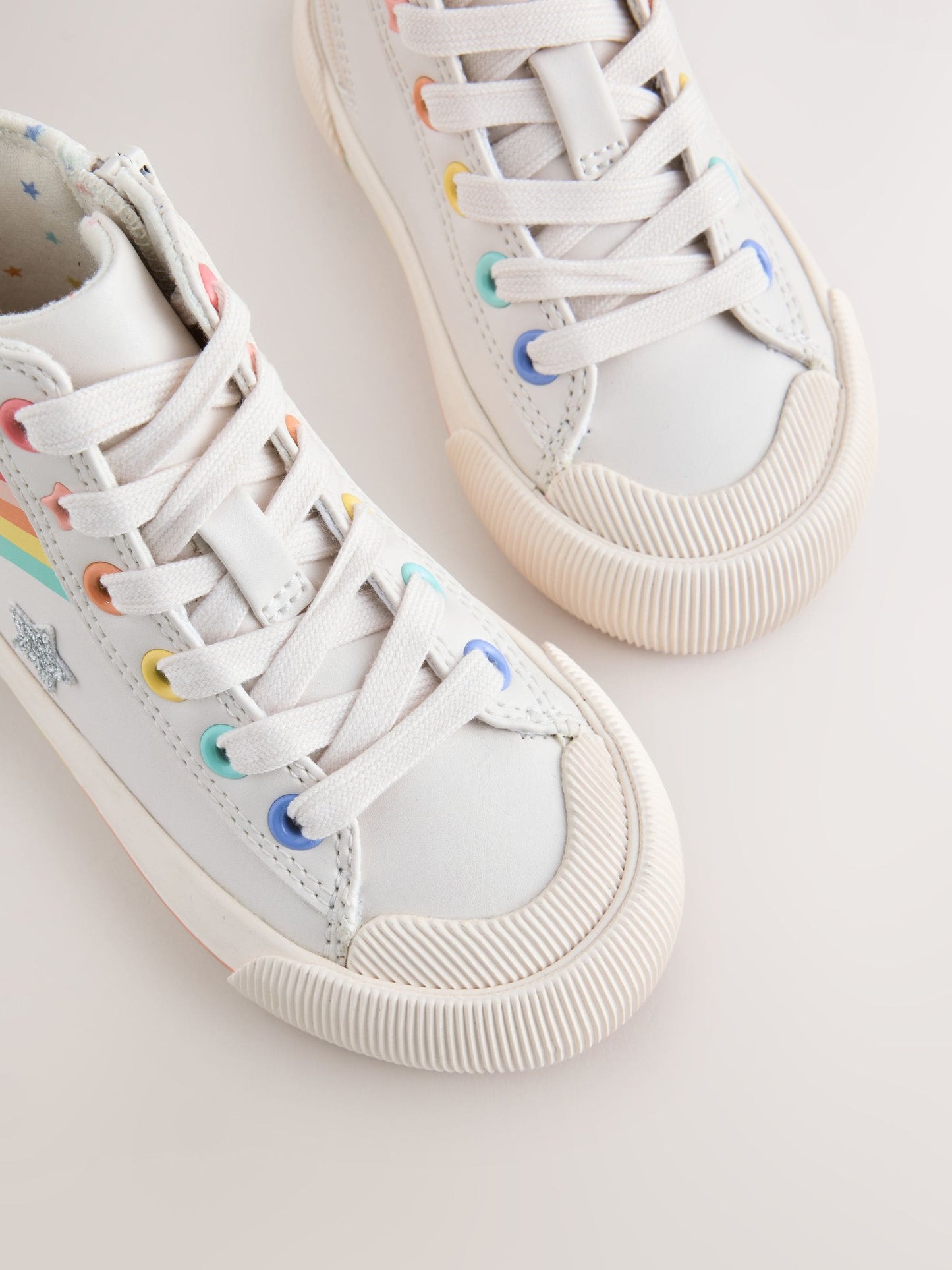 White Rainbow Standard Fit (F) High Top Trainers image 4