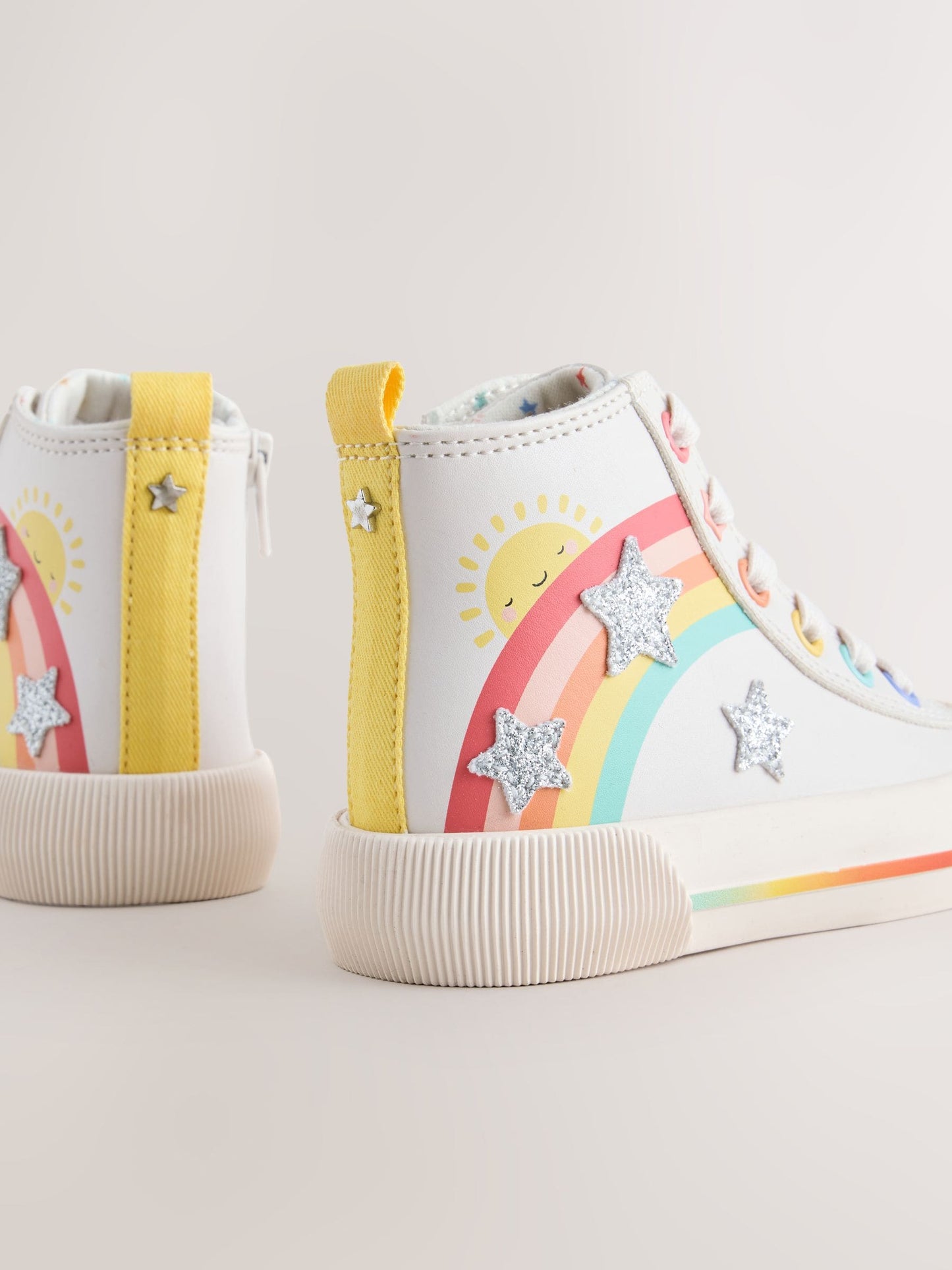 White Rainbow Standard Fit (F) High Top Trainers image 5