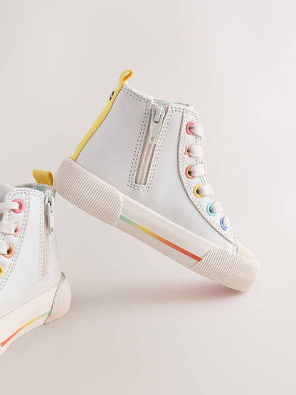 White Rainbow Standard Fit (F) High Top Trainers image 6