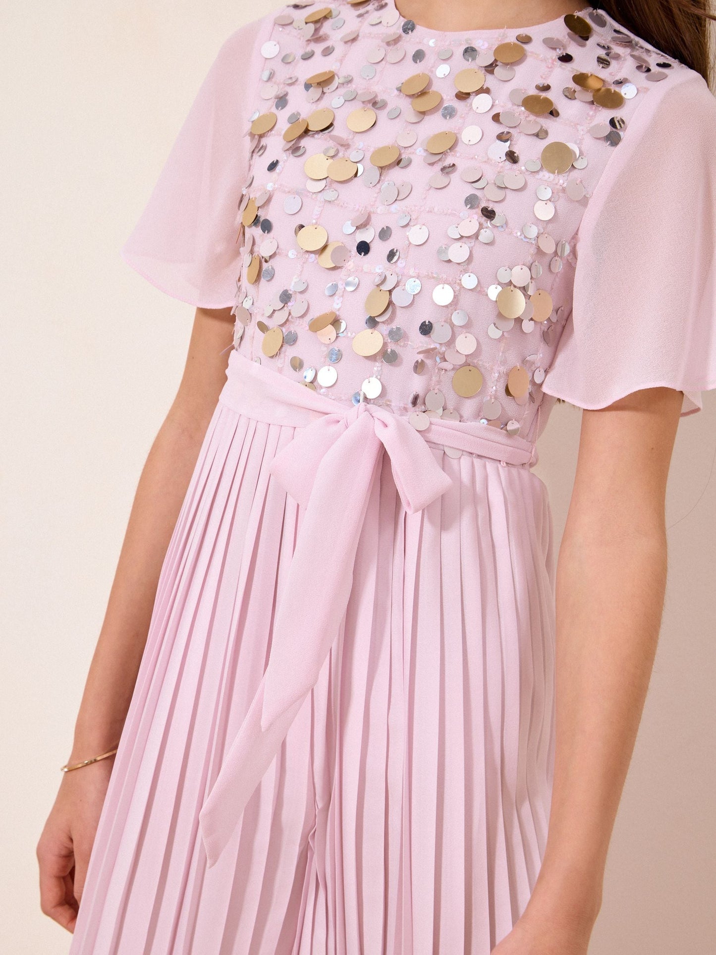 Dsiney Kidz - Lipsy Lilac Purple Sequin Pleated Occasion Jumpsuit (7-16yrs) image 3