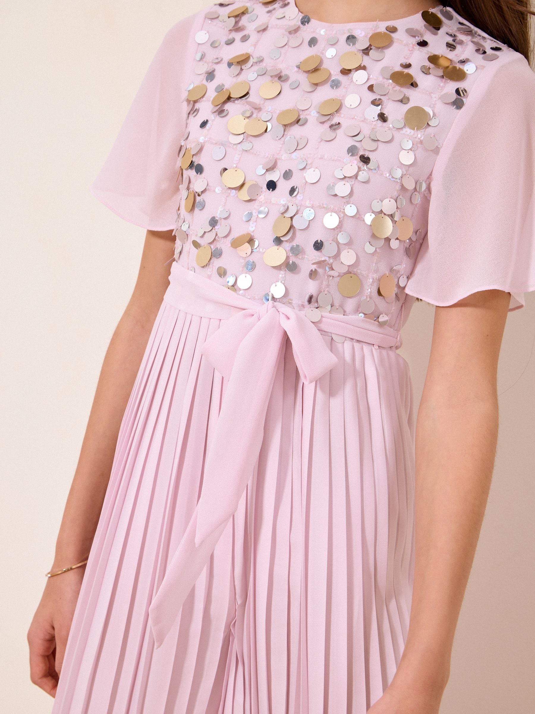 Dsiney Kidz - Lipsy Lilac Purple Sequin Pleated Occasion Jumpsuit (7-16yrs) image 3