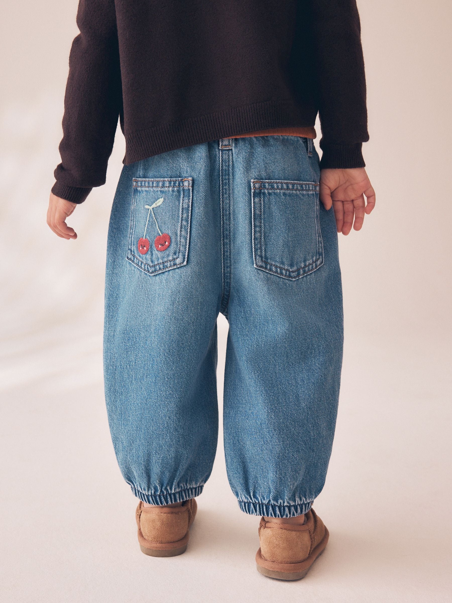 Dsiney Kidz - Mushroom/ Floral Embroidered Barrel Jeans (3mths-7yrs) image 3