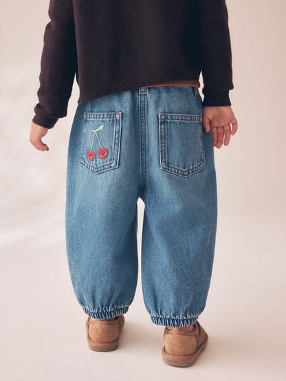 Dsiney Kidz - Mushroom/ Floral Embroidered Barrel Jeans (3mths-7yrs) image 3