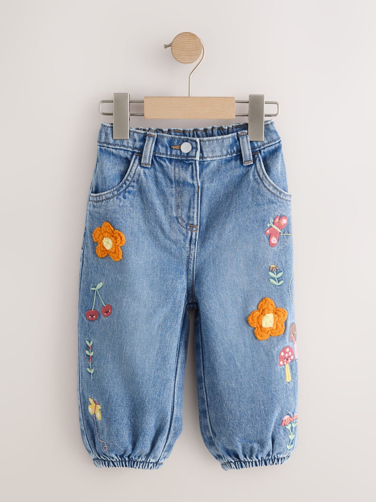 Dsiney Kidz - Mushroom/ Floral Embroidered Barrel Jeans (3mths-7yrs) image 5